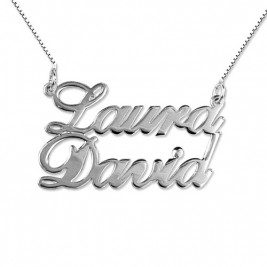 Silver Two Name Pendant Necklace	