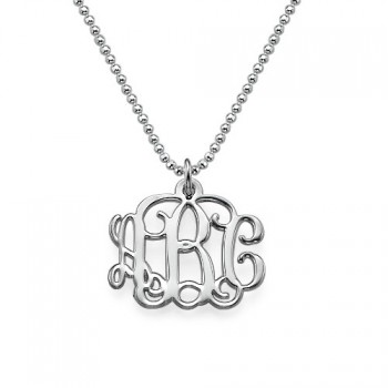 Small Silver Monogram Necklace - Smaller Version
