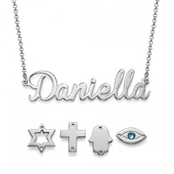 Sterling Silver Charm Name Necklace	