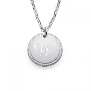 Sterling Silver Circle Initial Necklace	