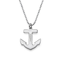 Sterling Silver Engraved Anchor Necklace	