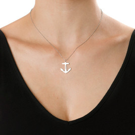 Sterling Silver Engraved Anchor Necklace	