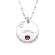 Sterling Silver Engraved Necklace with Birthstone	