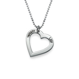 Sterling Silver Engraved Heart Necklace-One Pendant/Two Pendants/More Pendants