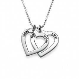 Sterling Silver Engraved Heart Necklace-One Pendant/Two Pendants/More Pendants