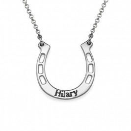 Sterling Silver Engraved Horseshoe Necklace	