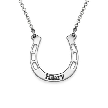 Sterling Silver Engraved Horseshoe Necklace	