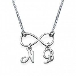 Sterling Silver Infinity Necklace with Initials	