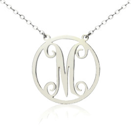 Sterling Silver Small Single Circle Monogram Letter Necklace