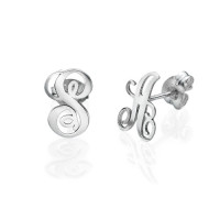 Sterling Silver Initial Stud Earrings