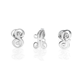 Sterling Silver Initial Stud Earrings