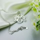Personalised Vine Font Initial Monogram Necklace Sterling Silver