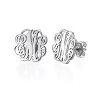 Sterling Silver Monogram Stud Earrings