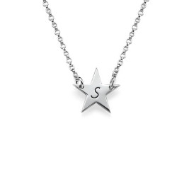 Sterling Silver Star Initial Necklace	