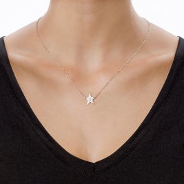Sterling Silver Star Initial Necklace	