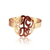 Hand Drawing Monogram Initial Bracelet 1.6 Inch 18ct Rose Gold Plated