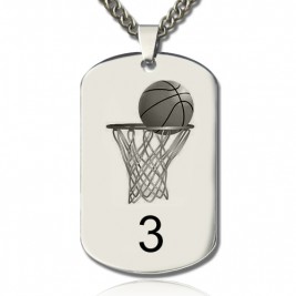 Basketball Dog Tag Name Necklace
