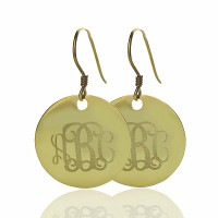 Solid 18ct Gold Circle Signet Monogram Earring