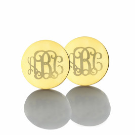 Circle Monogram 3 Initial Earrings Name Earrings 18ct Gold Plated