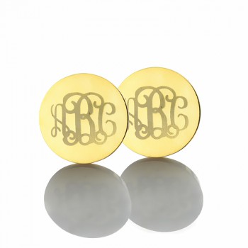 Circle Monogram 3 Initial Earrings Name Earrings 18ct Gold Plated