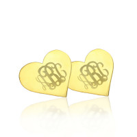 Heart Monogram Earrings Studs Cusotm Solid 18ct Gold