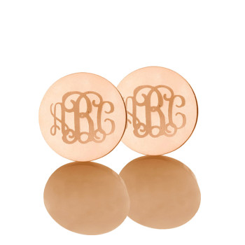 Circle Monogram 3 Initial Earrings Name Earrings Solid 18ct Rose Gold