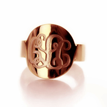 Solid Rose Gold Engraved Monogram Itnitial Ring