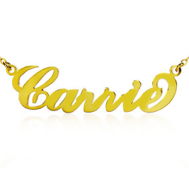 Personalised Carrie Name Necklace Solid Gold 18ct