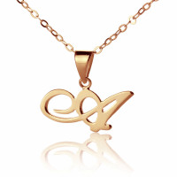 Personalised Madonna Style Initial Necklace 18ct Solid Rose Gold