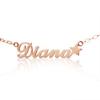 18ct Rose Gold Plated Carrie Style Name Necklace With Star