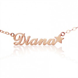 18ct Rose Gold Plated Carrie Style Name Necklace With Star