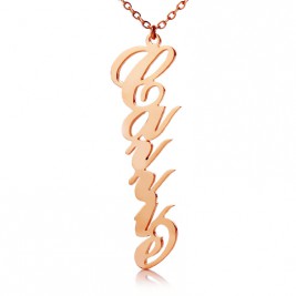 Solid Rose Gold Personalised Vertical Carrie Style Name Necklace