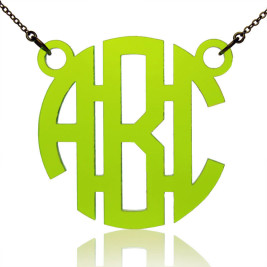 Custom Acrylic 3 Initials Monogram Pendant Necklace