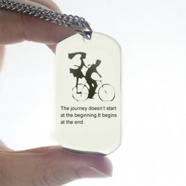 Couple Bicycle Dog Tag Name Necklace
