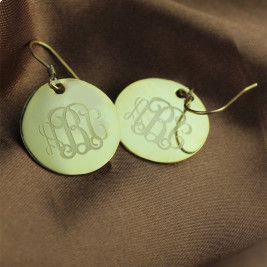 Solid 18ct Gold Circle Signet Monogram Earring