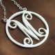 Solid White Gold 18ct Single Initial Circle Monogram Necklace