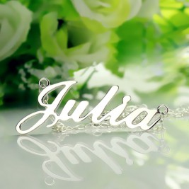 Solid 18ct White Gold Plated Julia Style Name Necklace