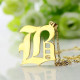 Solid 18ct Gold Plated Old English Style Single Initial Name Necklace