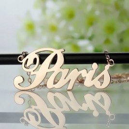 Paris Hilton Style Name Necklace 18ct Solid Rose Gold Plated