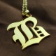 Solid 18ct Gold Plated Old English Style Single Initial Name Necklace