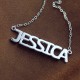 Solid White Gold Plated Jessica Style Name Necklace