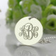 Solid White Gold Vine Font Disc Engraved Monogram Necklace