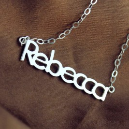 Solid White Gold Rebecca Style Name Necklace