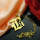 Solid 18ct Gold Plated Old English Style Single Initial Name Necklace