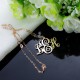 Personalised Vine Font Initial Monogram Necklace 18ct Rose Gold Plated