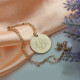 Solid Rose Gold Vine Font Disc Engraved Monogram Necklace