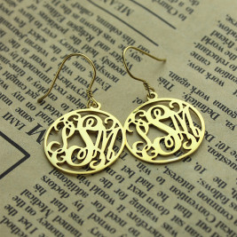 18ct Gold Plated Personalised Circle Monogram Earring