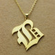 Solid 18ct Gold Plated Old English Style Single Initial Name Necklace