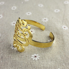 Monogram Cuff Bracelet Hand Write 18ct Gold Plated