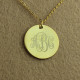 18ct Gold Plated Vine Font Disc Engraved Monogram Necklace